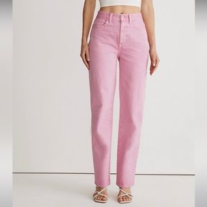 Madewell NWT Baggy Straight Jeans: Garment-Dyed Edition in Retro Pink Size 25